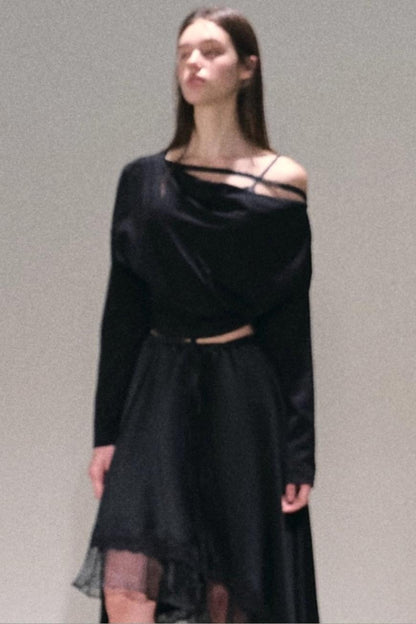 Lyocell Lace Swing Long T-Shirt