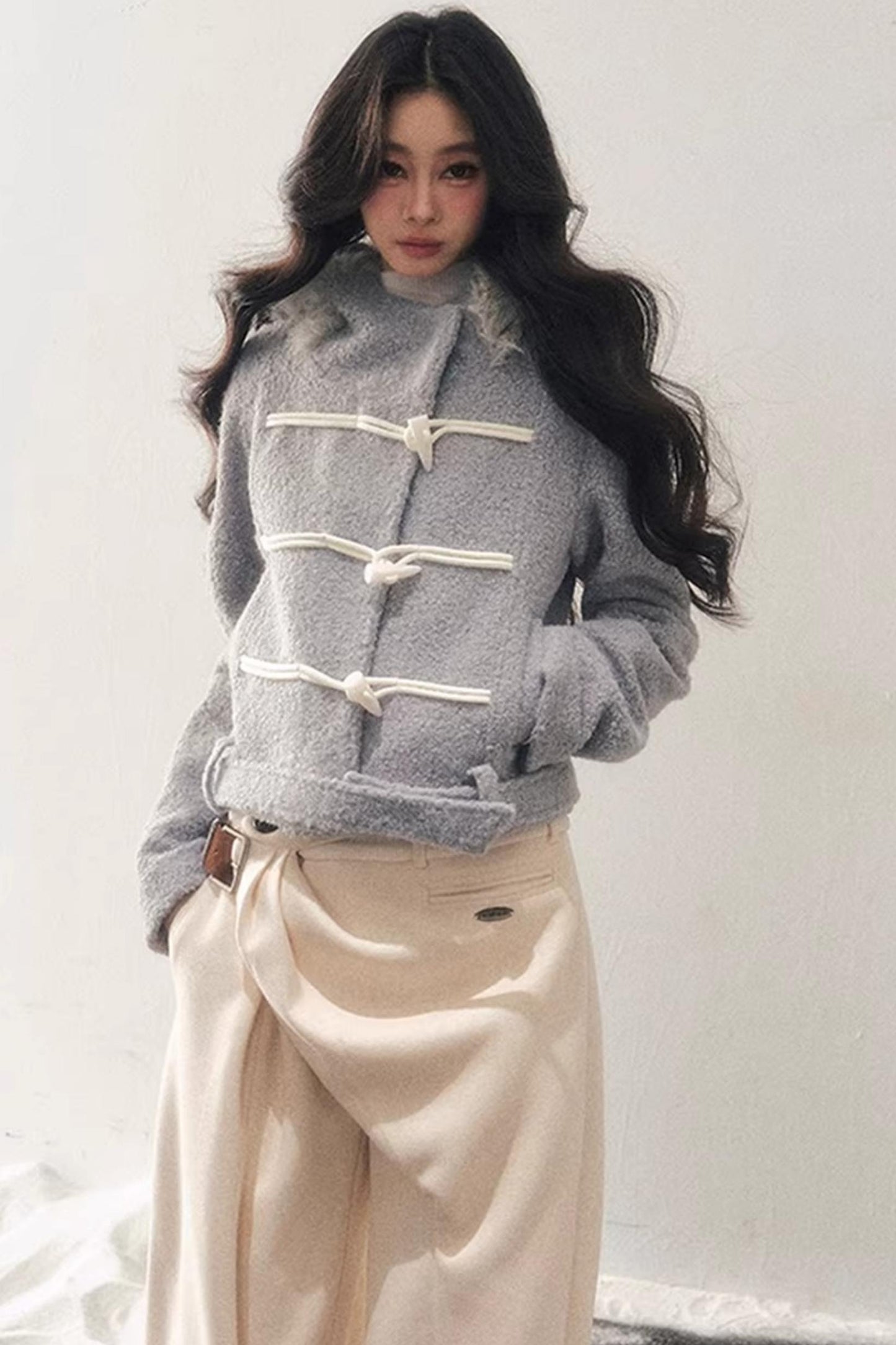 French Woolen Hooded Coat