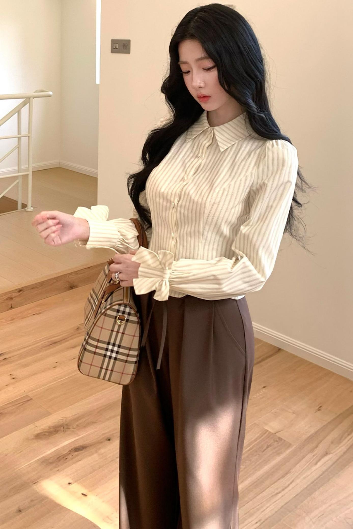 Striped Collar Vest Set-Up