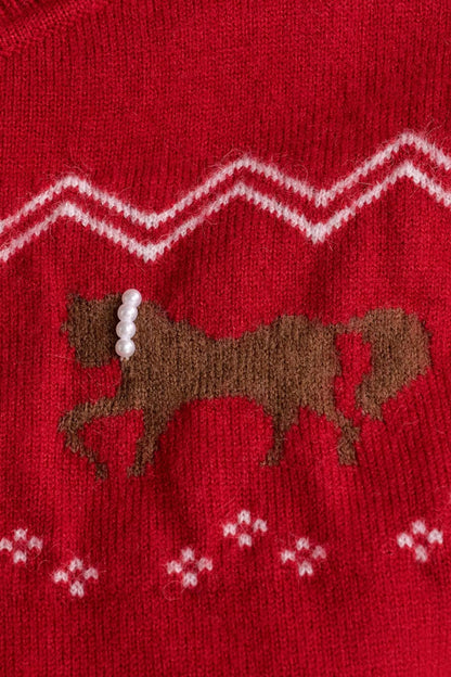 Fair Isle Pearl Knitwear Sweater Set