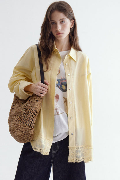 Embroidered Lace Hem Shirt