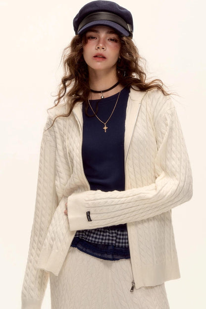 Wool Twist Hooded Knit Set-Up