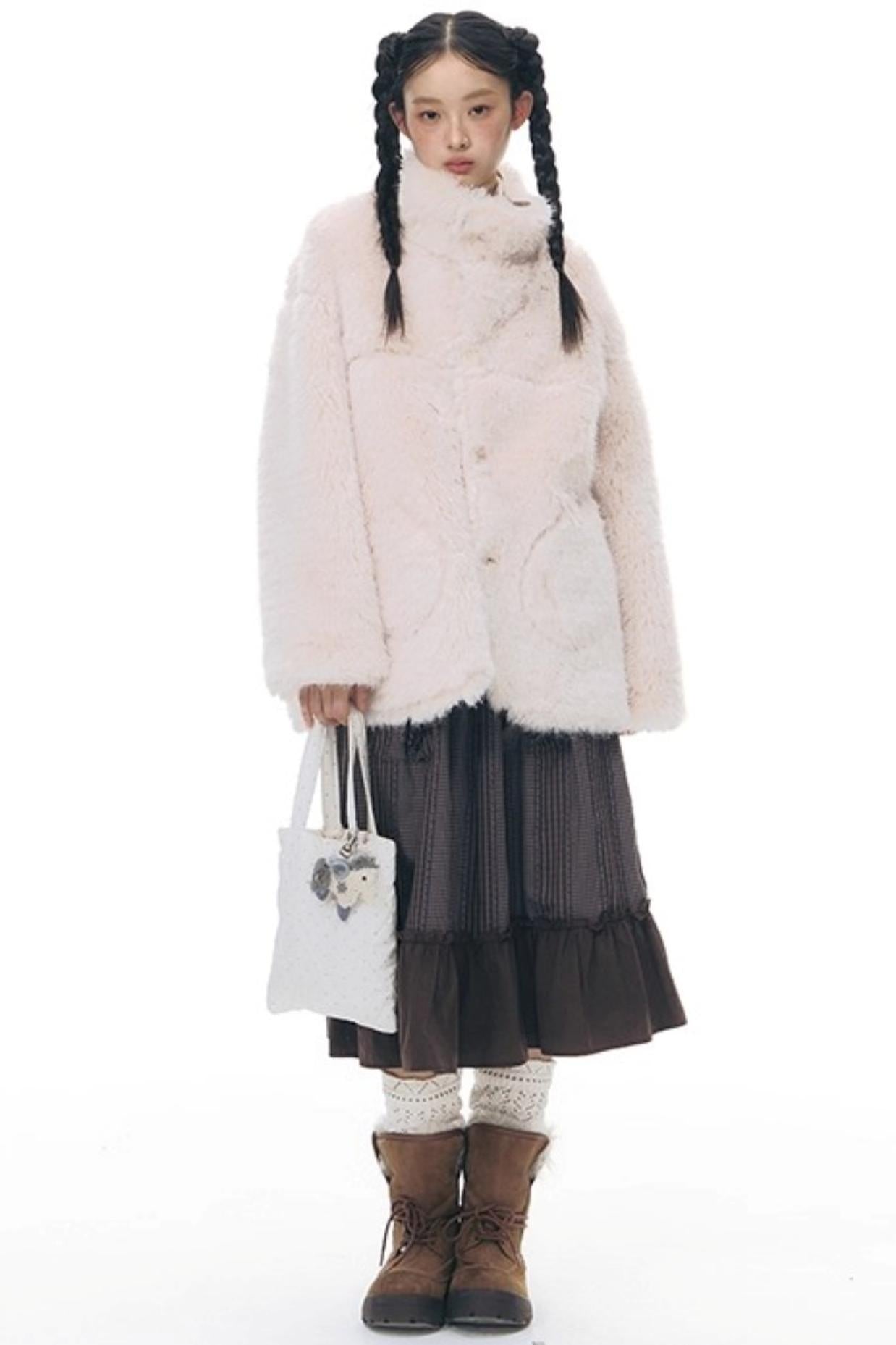 Reversible Polka Dot Fur Coat