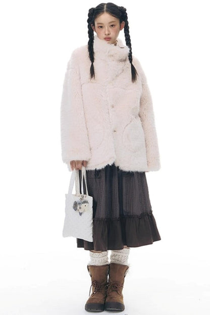 Reversible Polka Dot Fur Coat