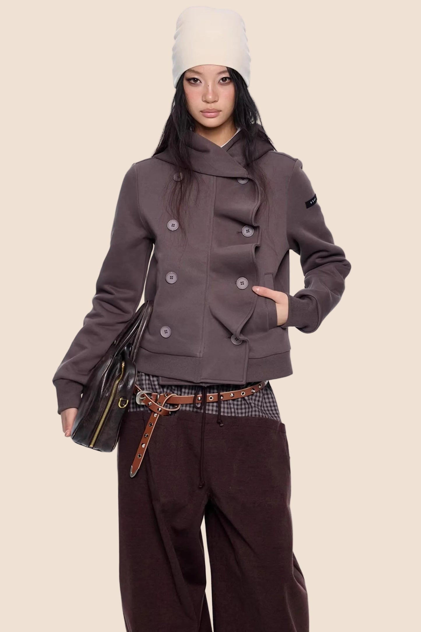 Gestreifter Dekonstruierter Kapuzenoberteil