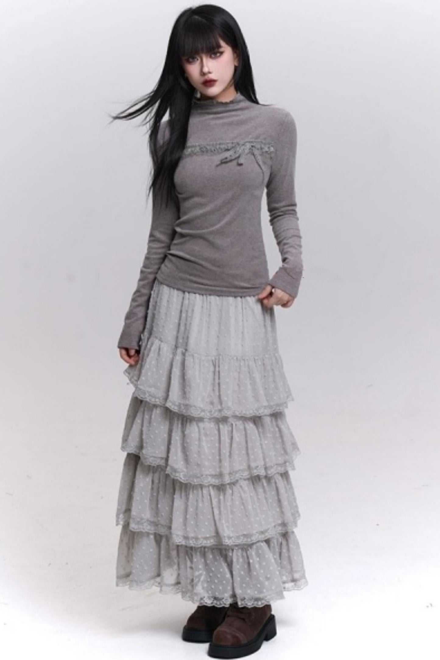 A-Line Chiffon Mesh Skirt