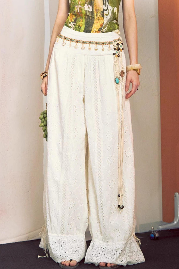 Cotton-Feel Lace Lantern Pants