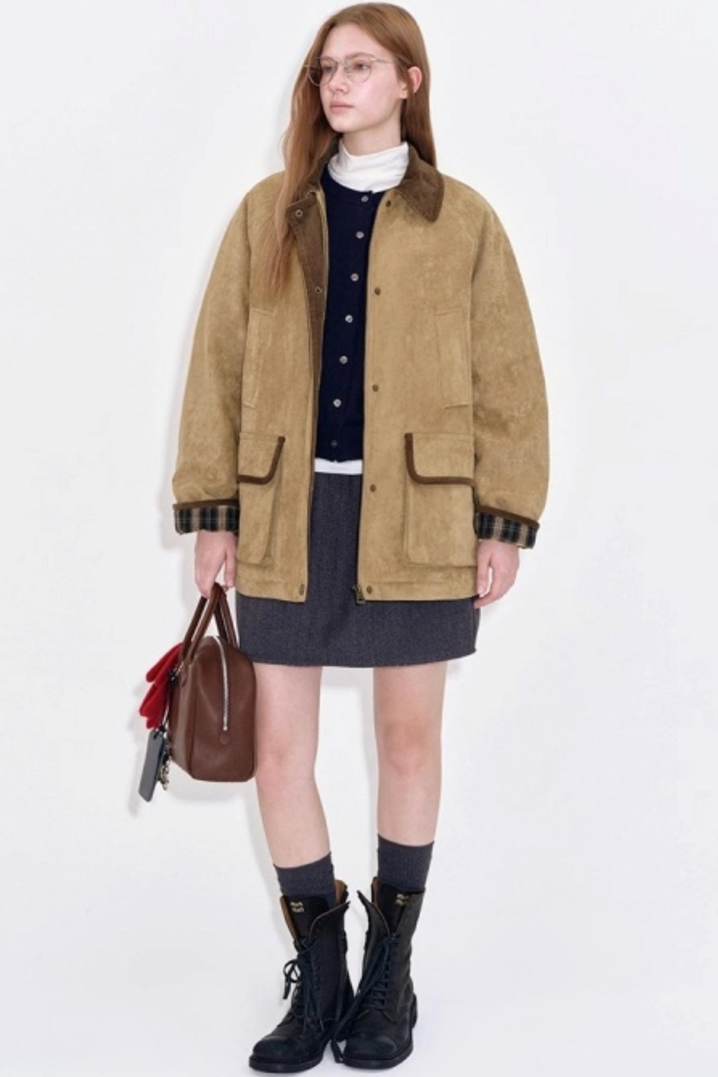 Suede Cotton Plaid Jacket