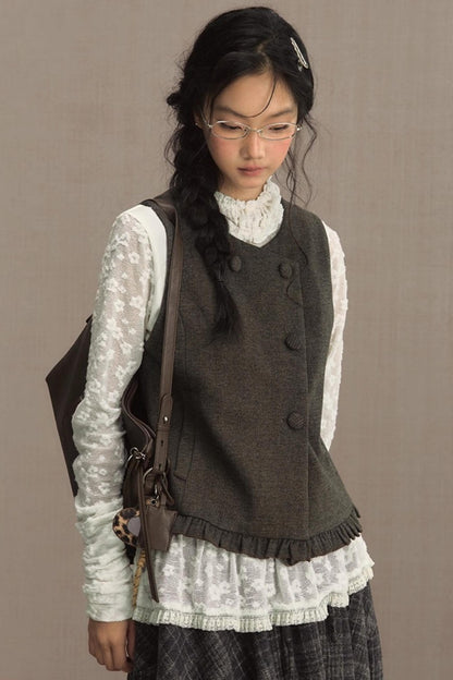 Foreign Style Sleeveless Vest Set-Up