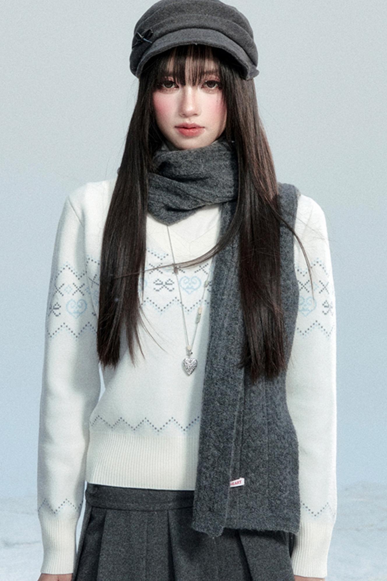 Vintage Wool Blend Knitted Scarf