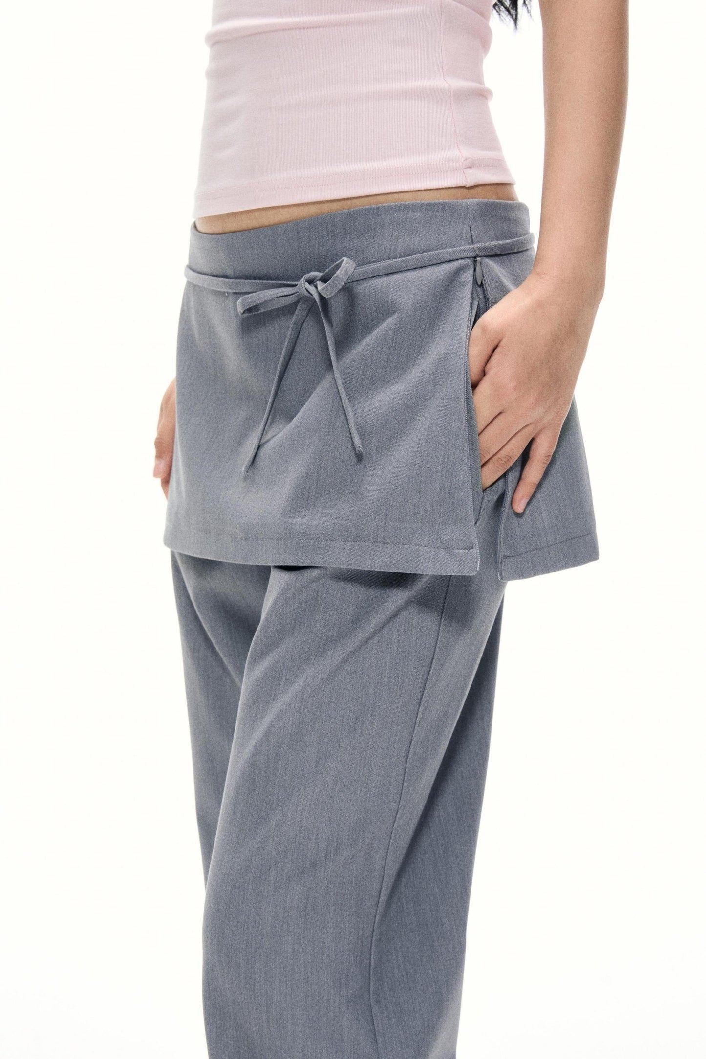 Summer Gray Wide Leg Suit Pants