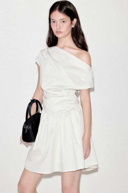 Upright Pleated Shoulder Dress