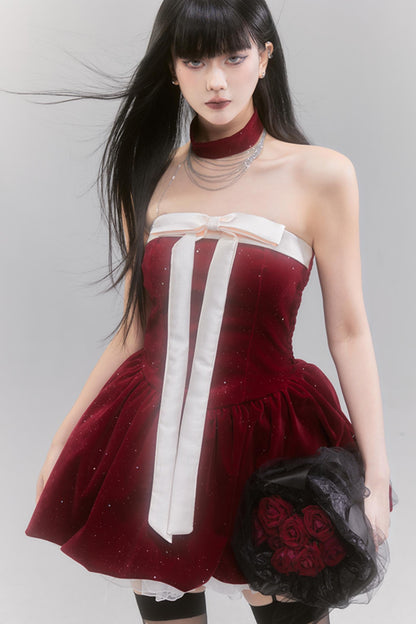 Festive Red Sweet Style Dress