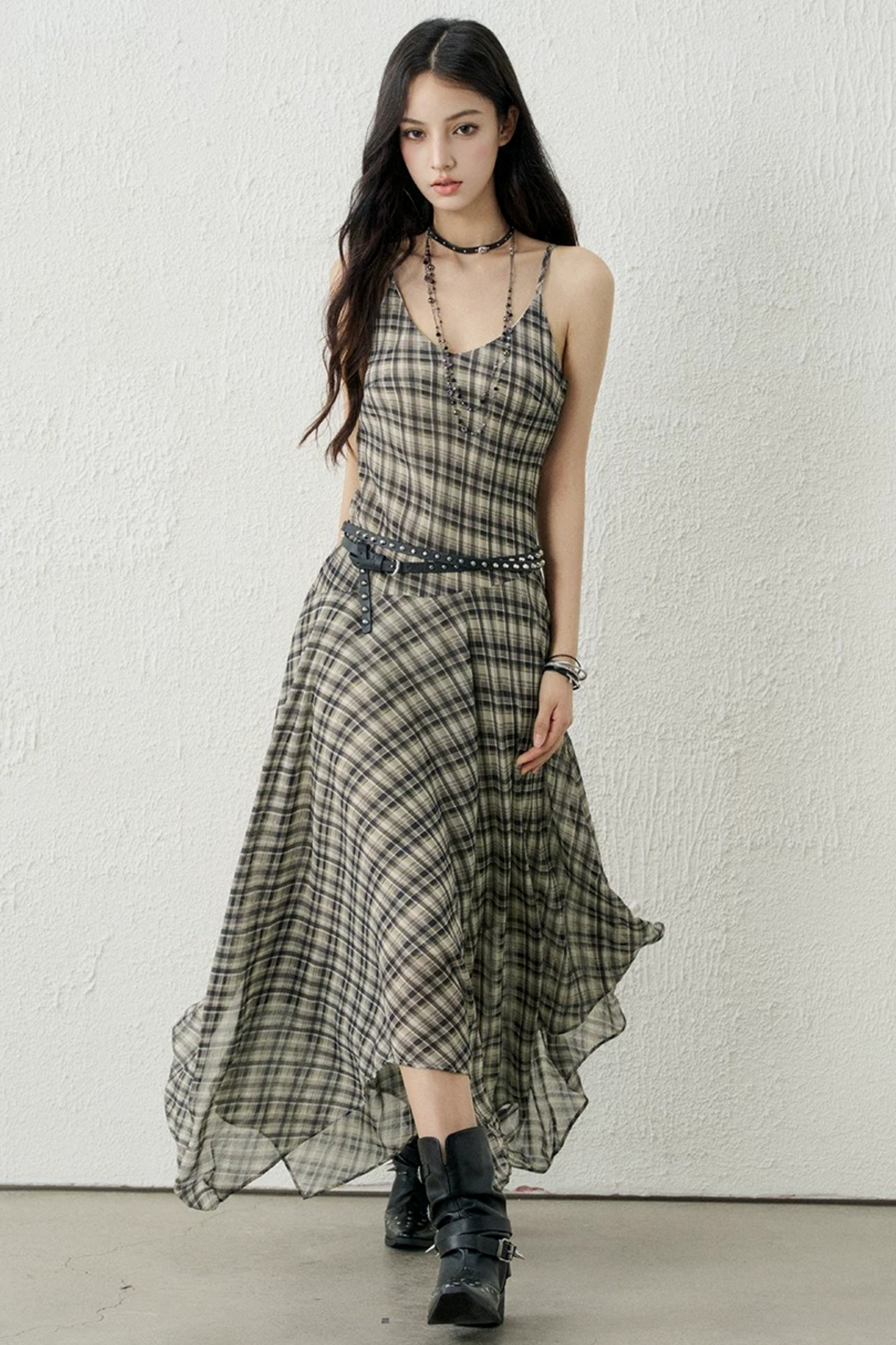 Retro Green Plaid Dress