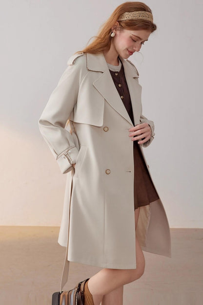 Beige Collar Trench Coat