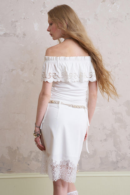 One-Shoulder Lace Wave Top