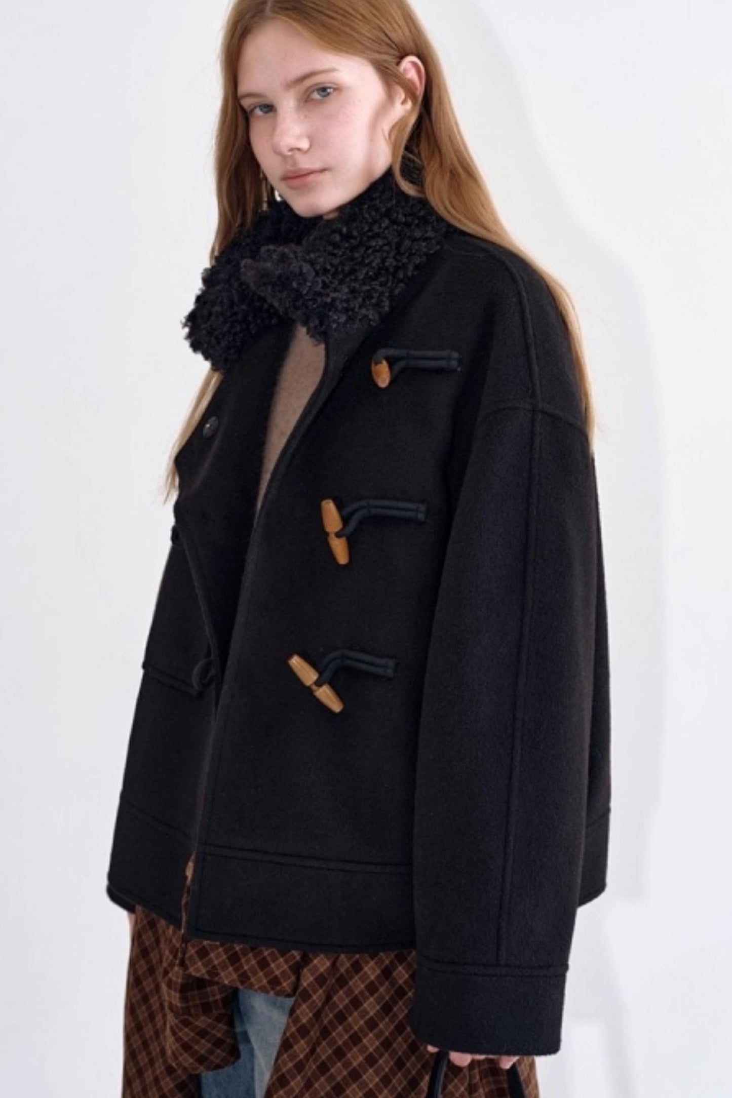 Wool Blend Fur Collar Coat