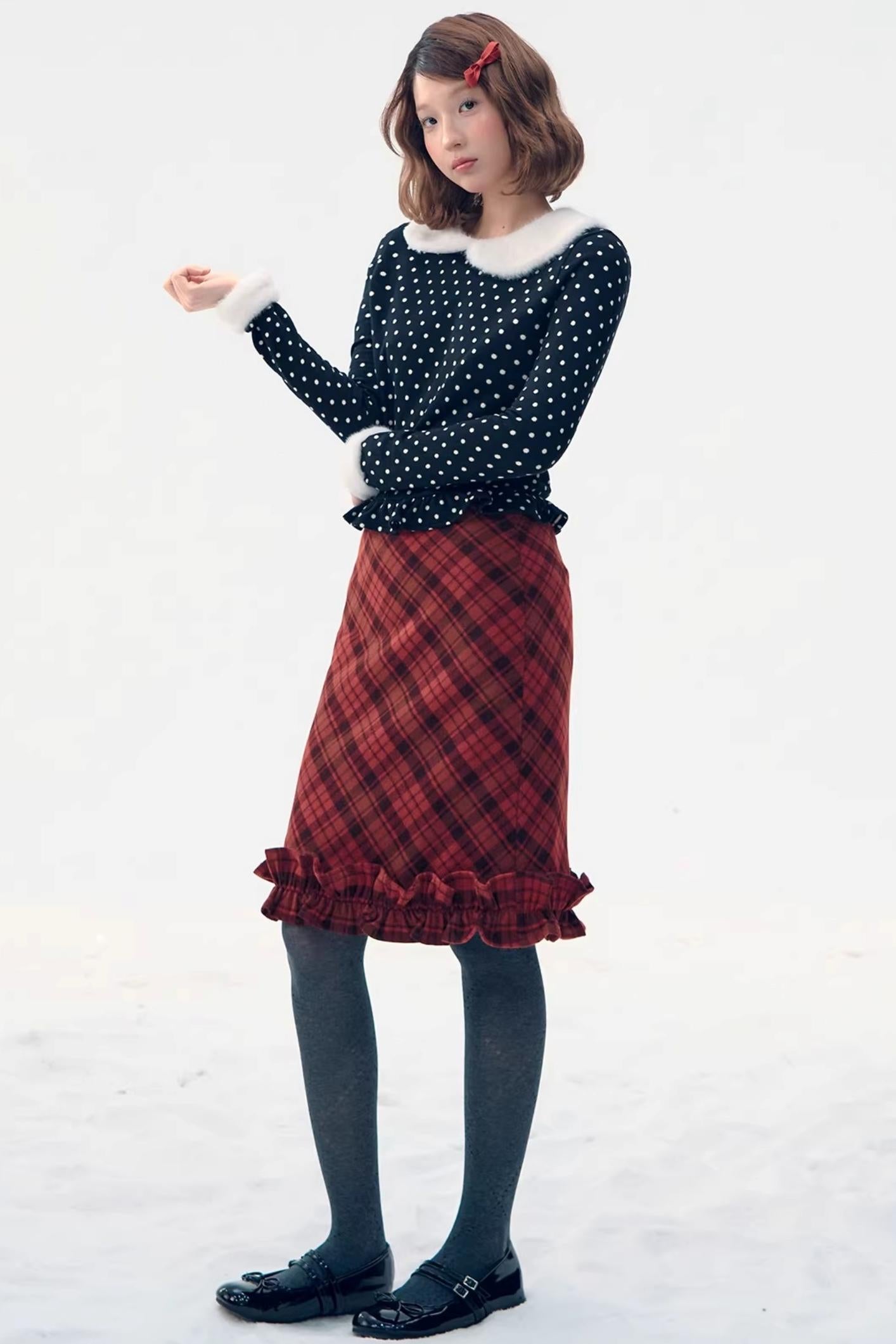 Retro Plaid Lace Skirt