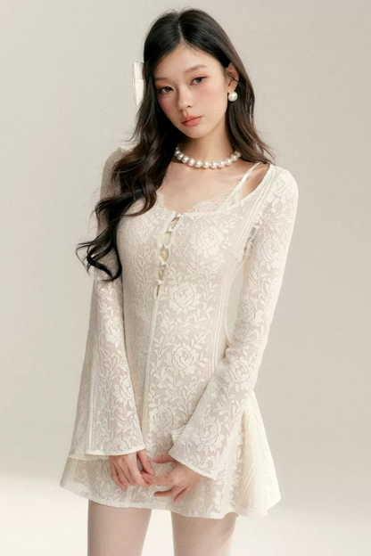 Hollow-Out Jacquard Lace Dress