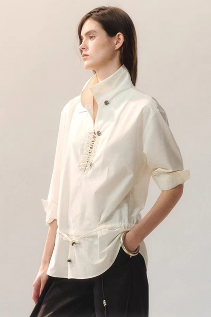 Feather Traces V-Neck Blouse