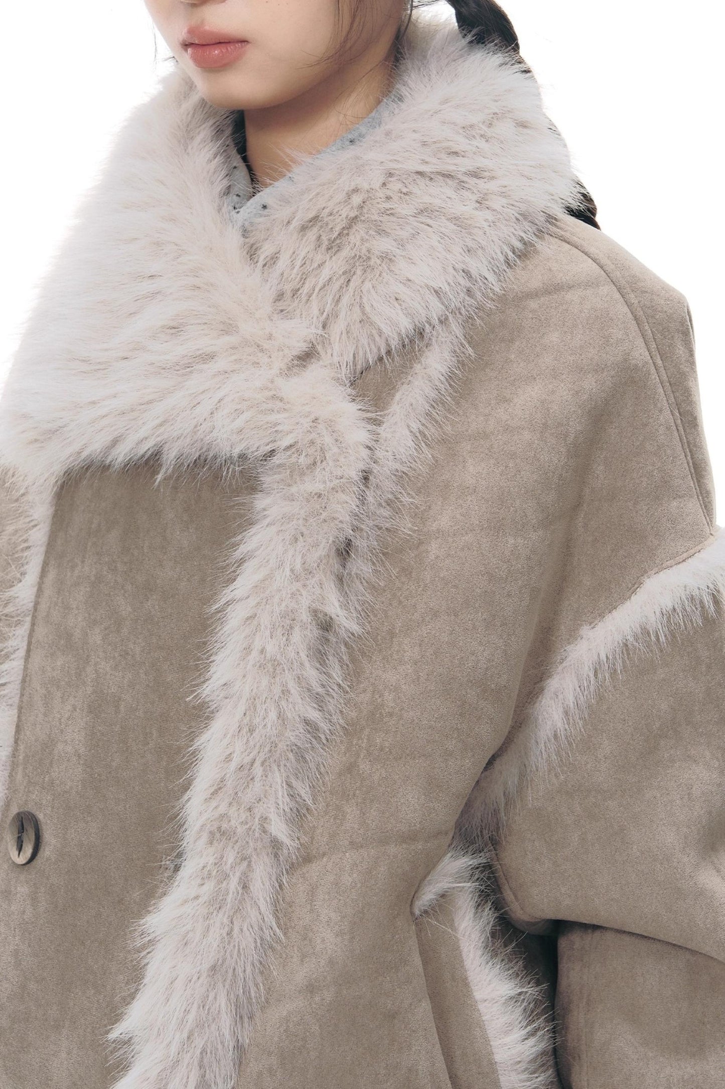 Lapel Shearling Suede Coat