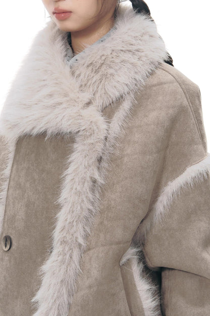 Lapel Shearling Suede Coat