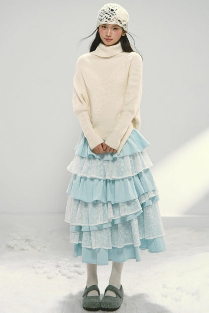 Lace Patchwork Puffy Skirt