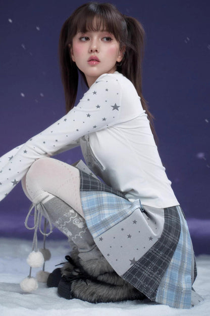 Blue-Gray Pleated Skirt