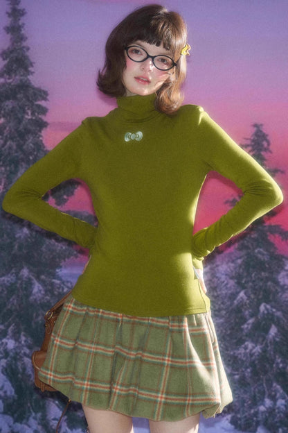 Autumn Retro High Neck Knitted Top