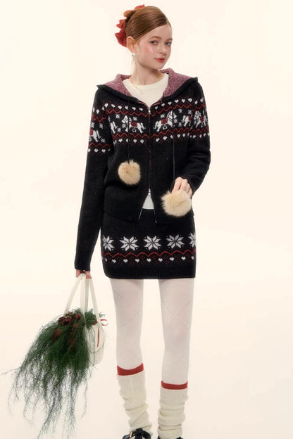 Wool Blend Fair Isle Jacket Set-Up