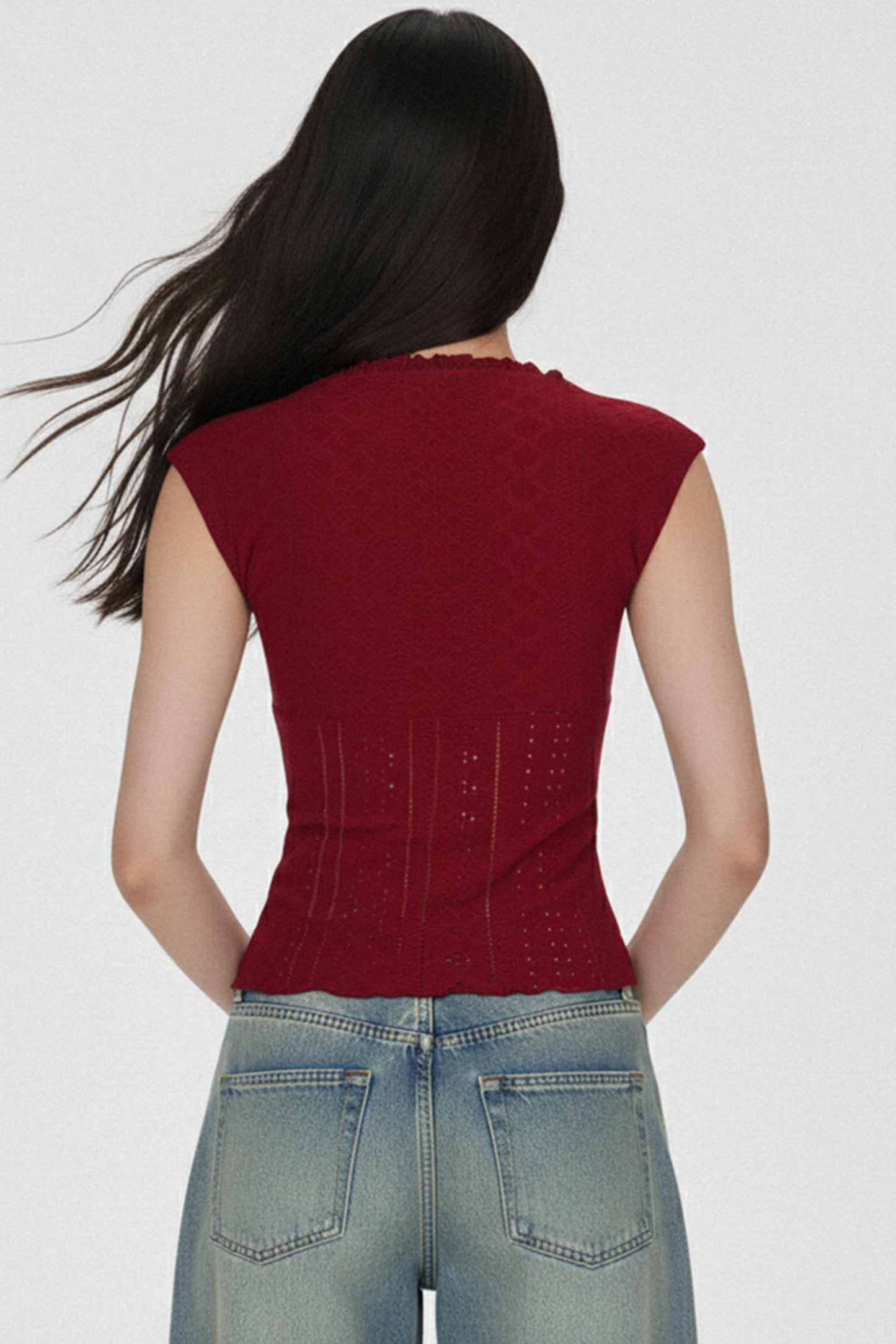 Square Neck Ruffled Vest