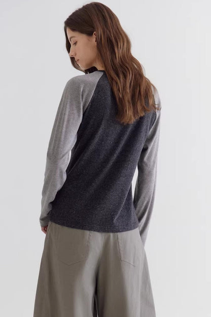 Textured Color-Blocked Raglan Top