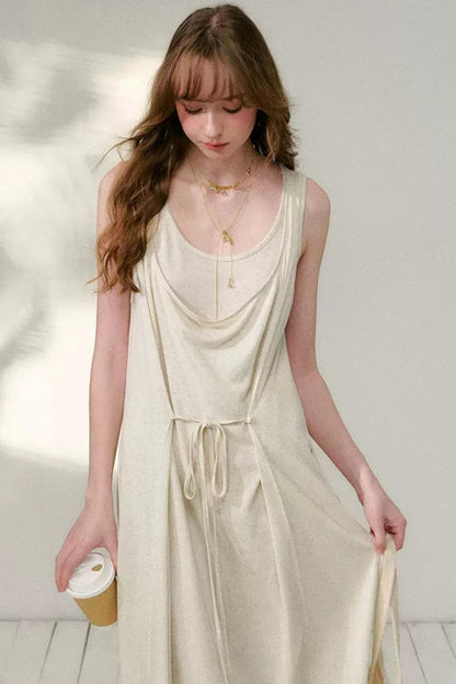 Belted Layered Maxi Dress