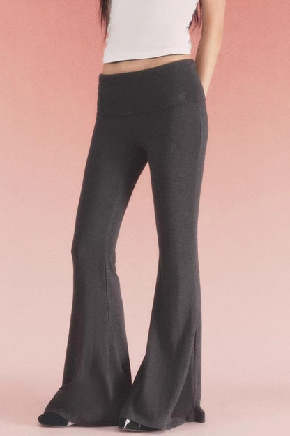 Pantalones de punto con cinturilla doblada