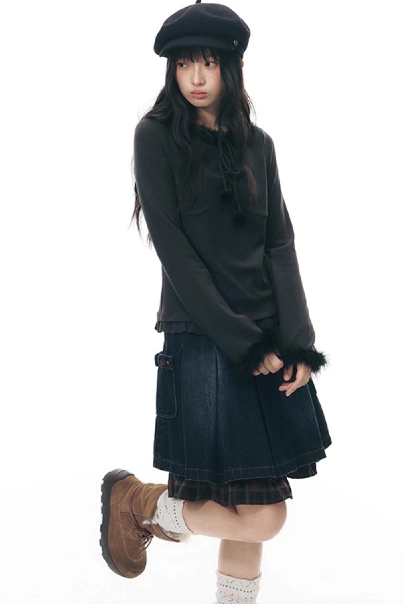 Furry Patchwork Base Layer Top