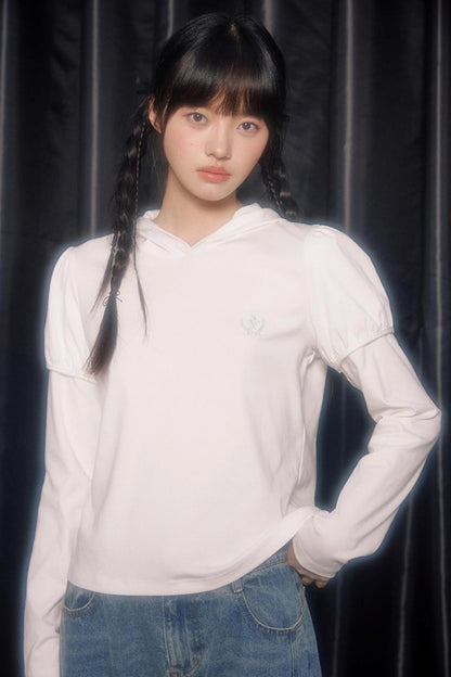 Panelled Puff Sleeve Layering Sweatshirt