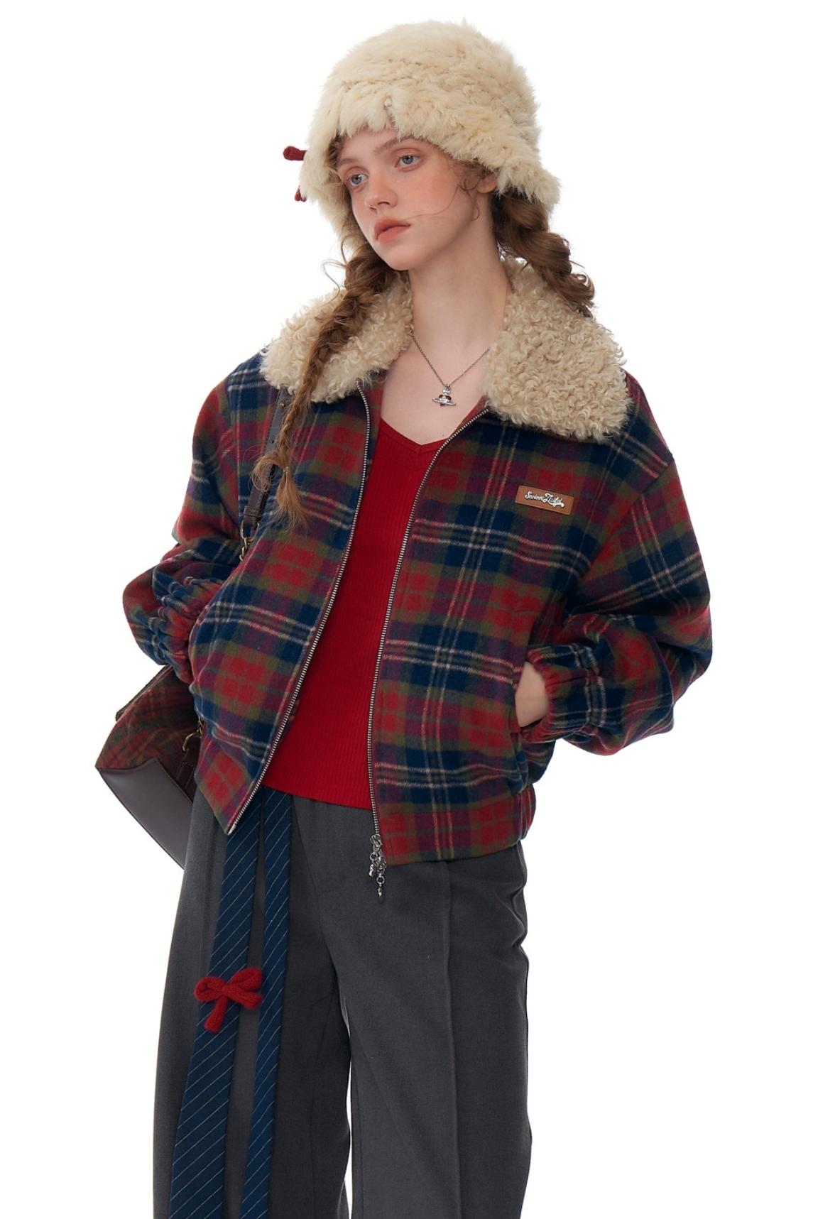 Retro Plaid Fleece Jacket