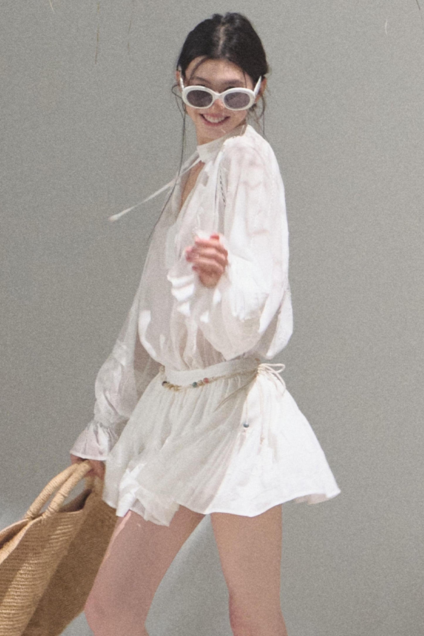 Relaxed Bubble Sleeve Skirt Set-Up