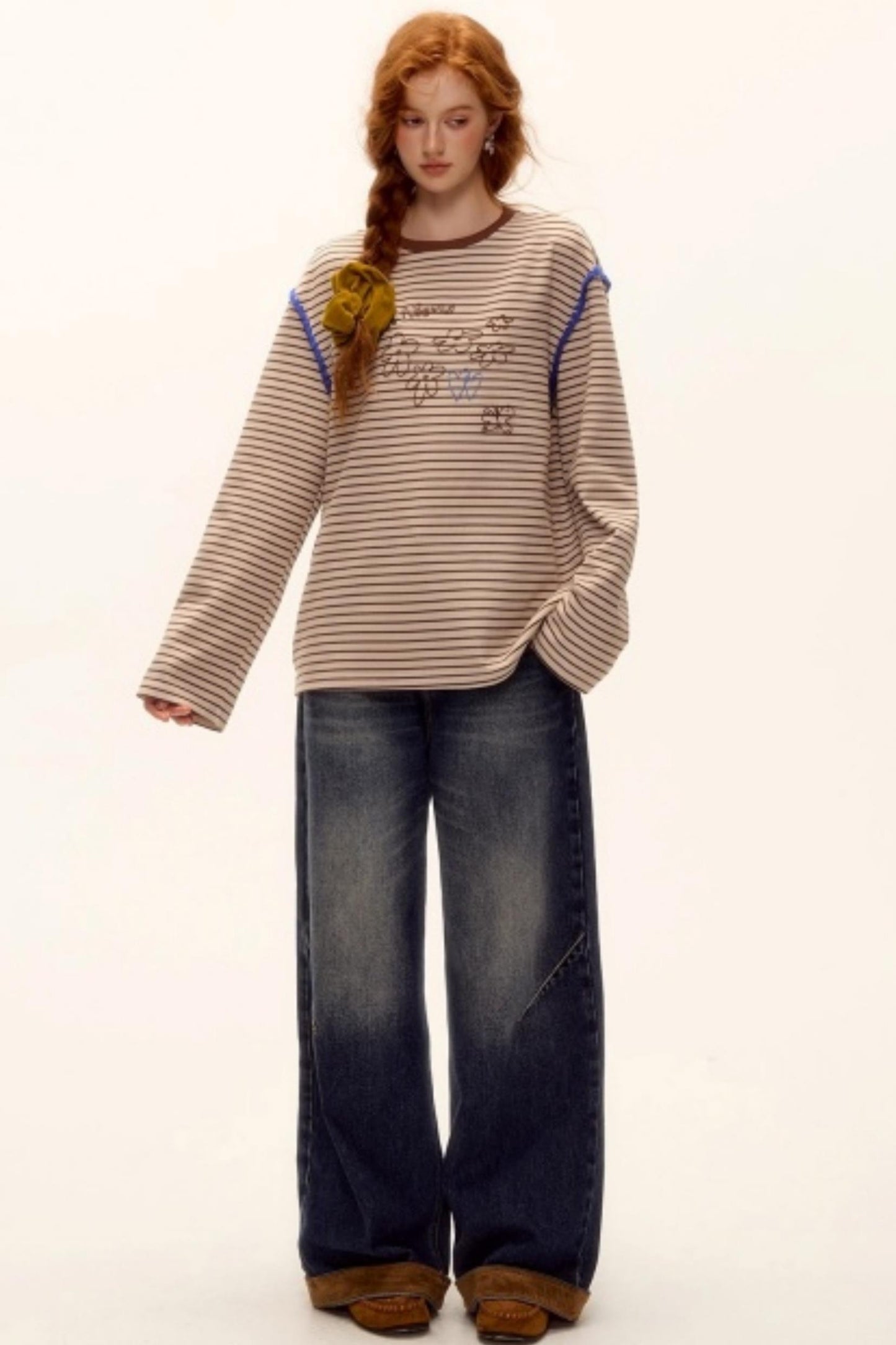 Suede Patchwork Denim Pants