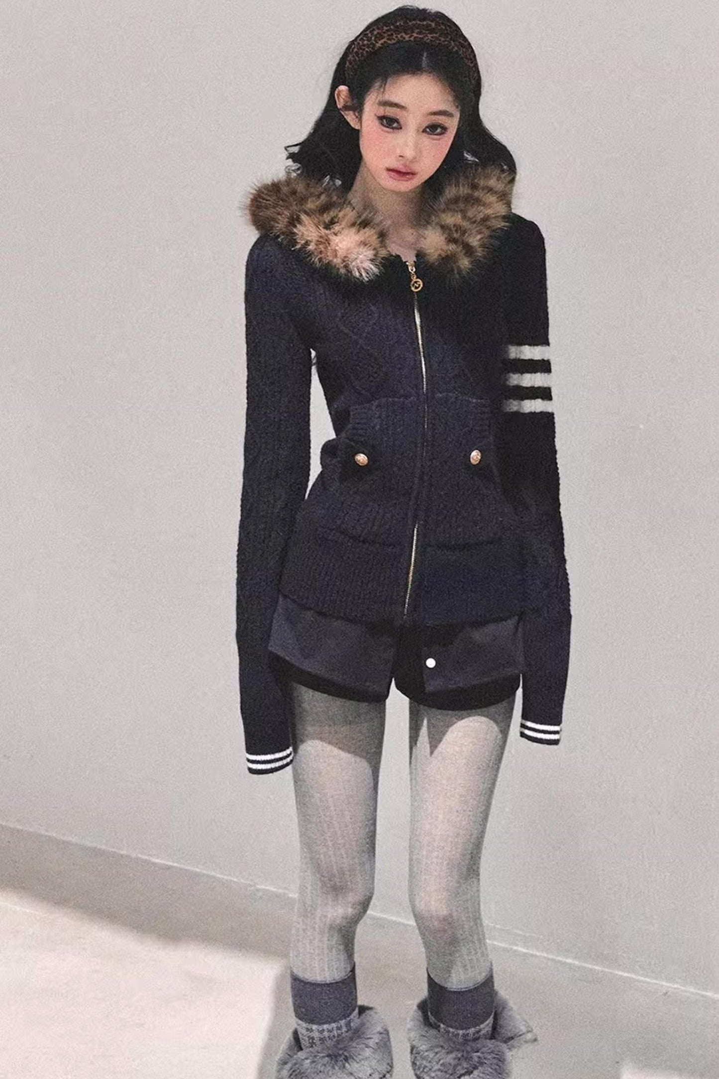 American-Style Hooded Knit Sweater