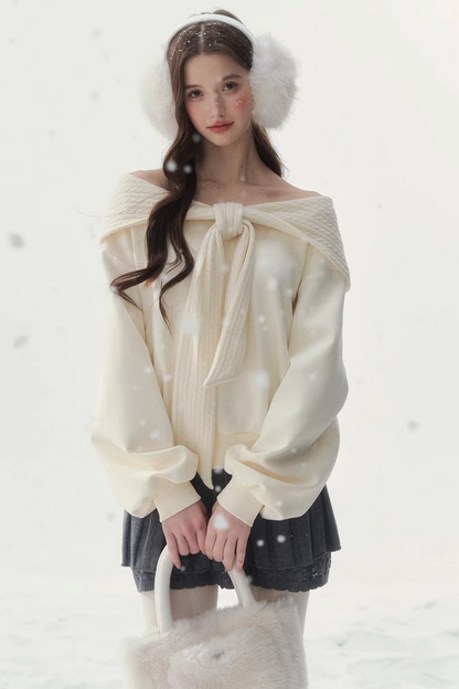 White Cotton Bow-Tie Sweatshirt