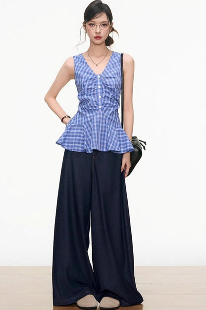 Chic V-Neck Vest Pants Set-Up