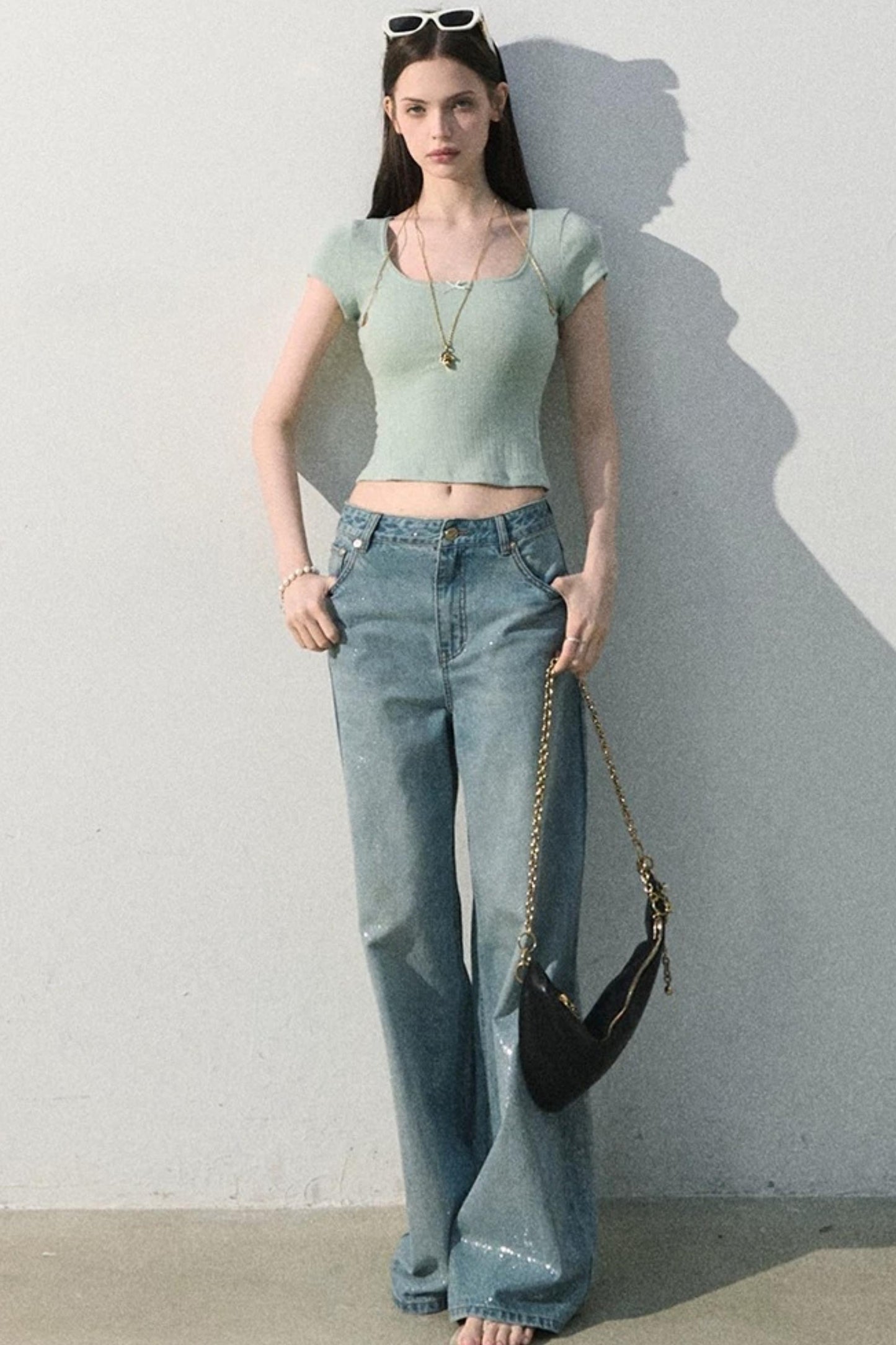Ice Mint Jacquard Lace Top