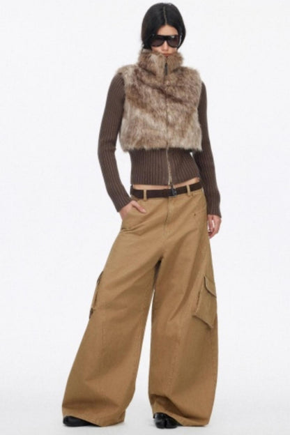 Distressed Washed Wide-Leg Scimitar Pants