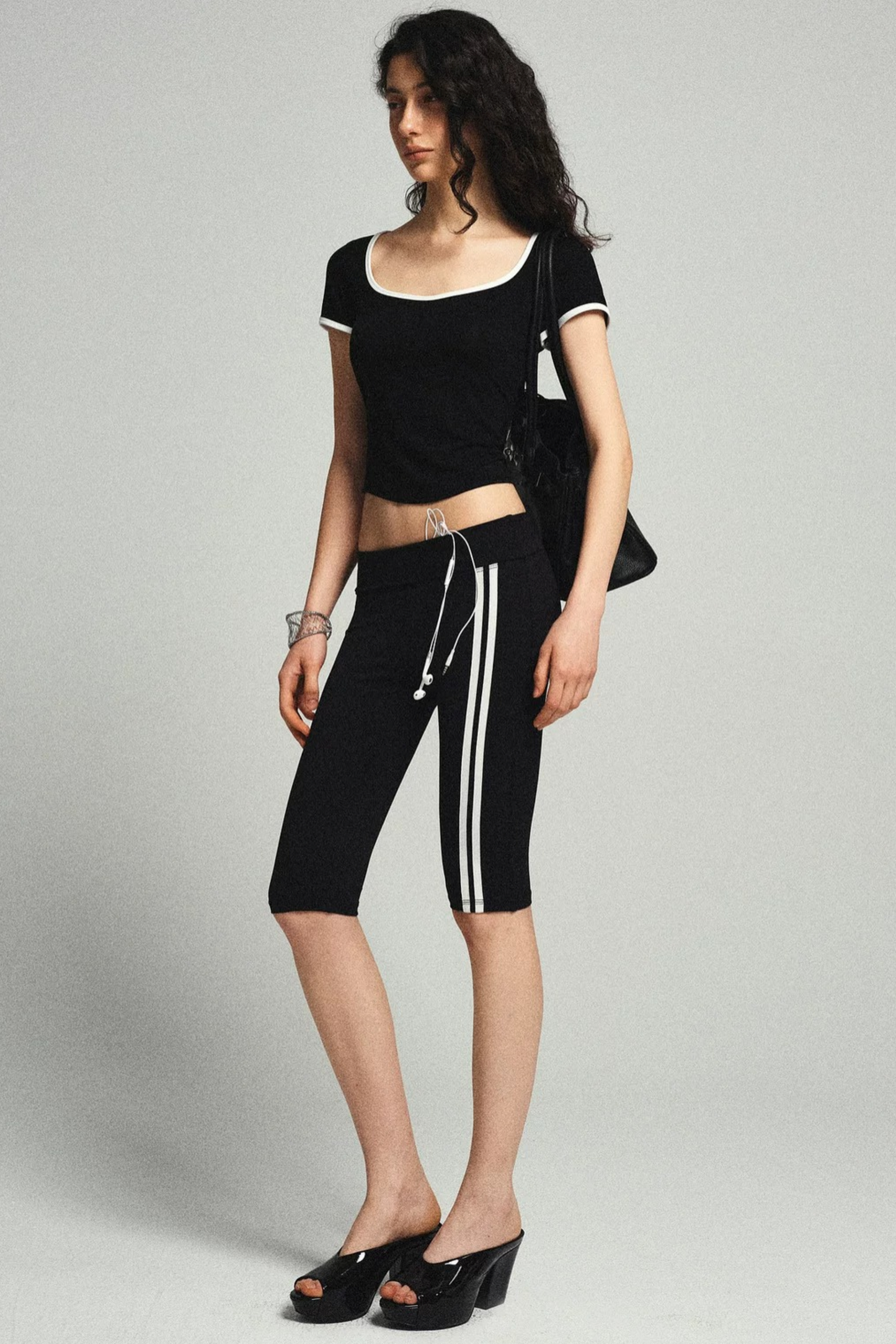 High-Waisted Striped Casual Shorts