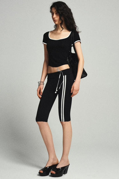 High-Waisted Striped Casual Shorts