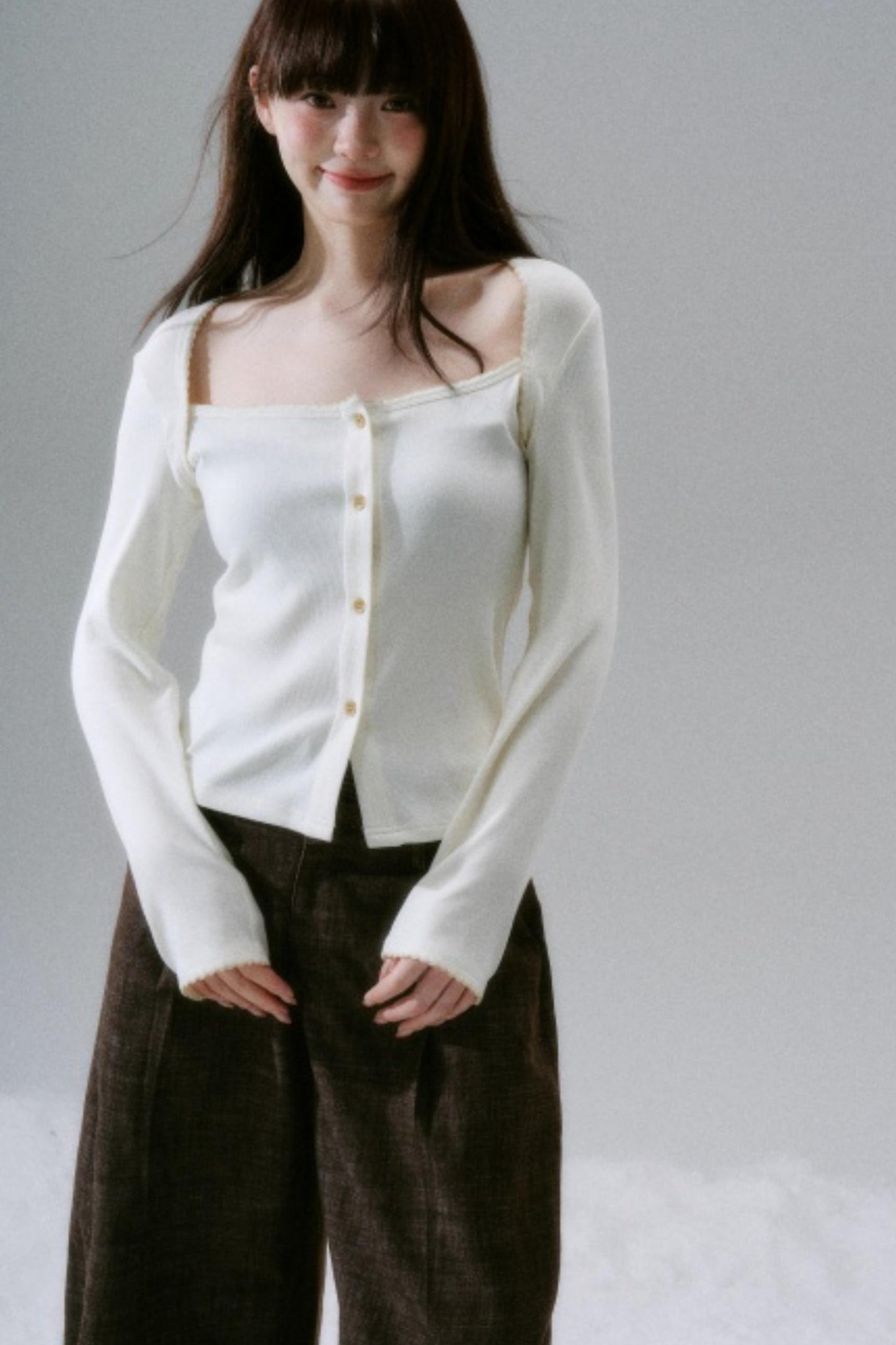 Lyocell Rabbit Fur Long-Sleeve Top