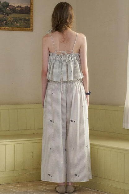 Penny Striped Suspender Pants Set-Up