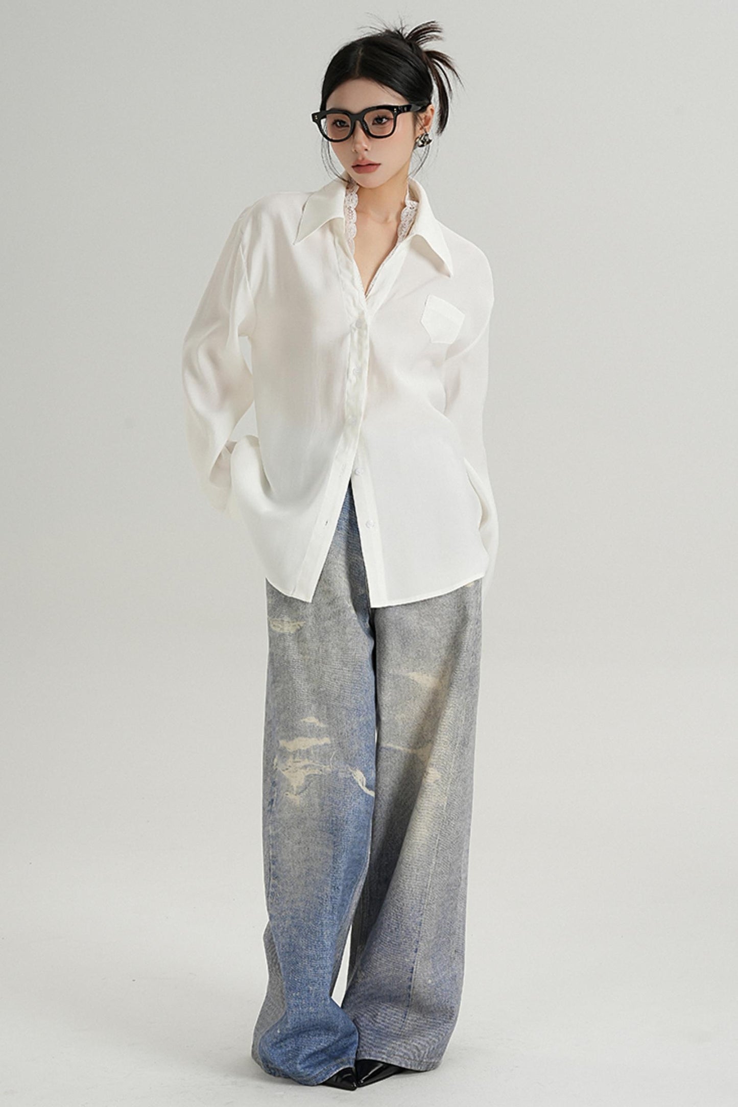 Lapel Solid Color Long Sleeve Shirt