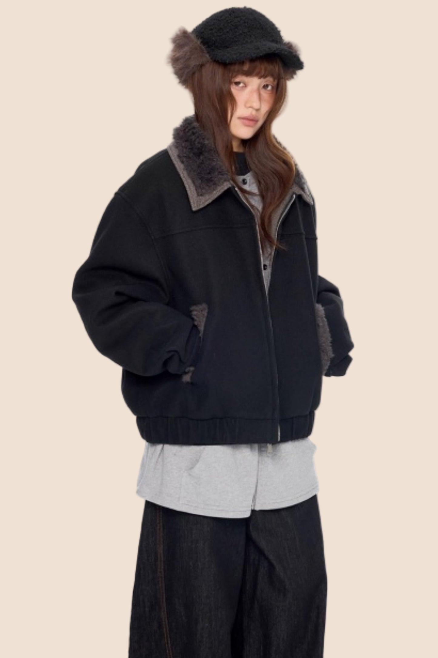 Fur Patchwork Cotton Jacket